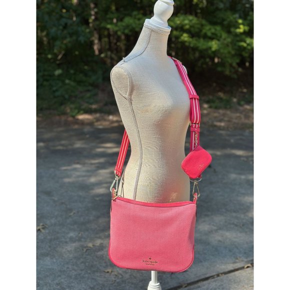 kate spade Rosie Canvas Crossbody Pink Peppercorn Coin Purse Extra Strap Dustbag - Picture 2 of 16